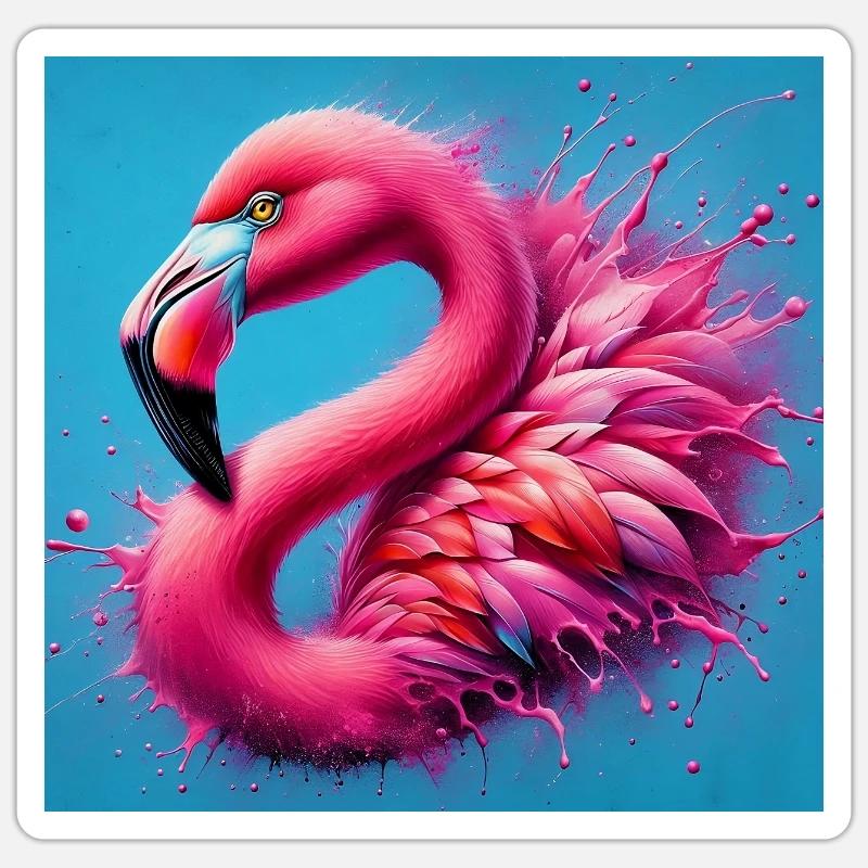 Flamingo - Sticker Größe S (10 x 10 cm) - Mattweiß