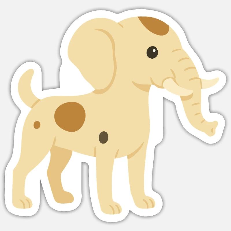 Eléphant chien jack russel - Sticker taille S (10 x 10 cm) - blanc mat