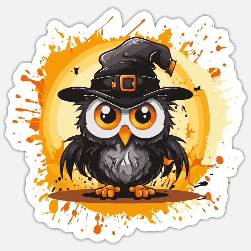 Nacht Eulenzauberer Halloween - Sticker Größe S (10 x 10 cm) - Mattweiß