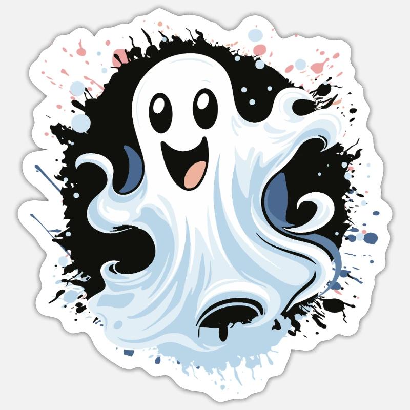 Fröhlicher Geister Spritzer - Sticker Größe S (10 x 10 cm) - Mattweiß