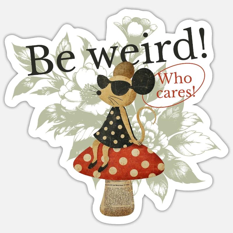 Collage de champignons Be Weird - Sticker taille S (10 x 10 cm) - blanc mat