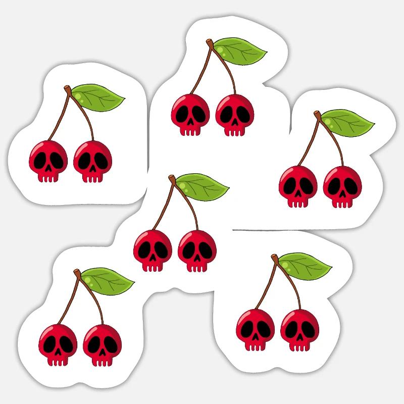 Kirsch-Schädel - Sticker Größe S (10 x 10 cm) - Mattweiß
