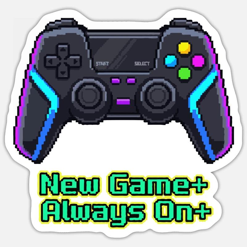 Neon Pixel Controller New Game Plus - Sticker size S (10 x 10 cm) - white matte