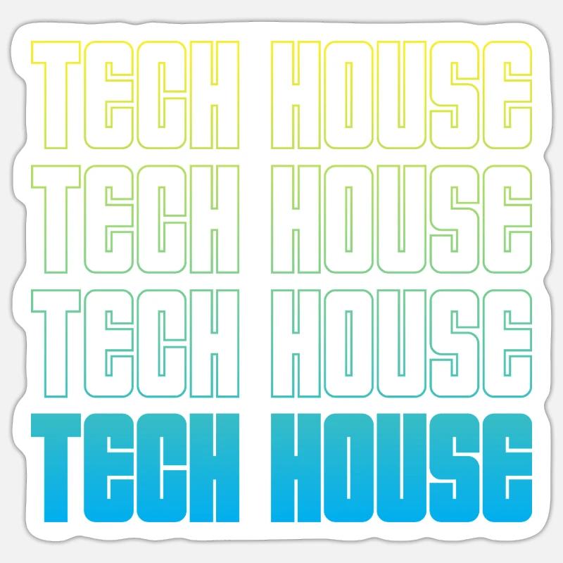 Tech House Neon Repeat - Sticker taille S (10 x 10 cm) - blanc mat