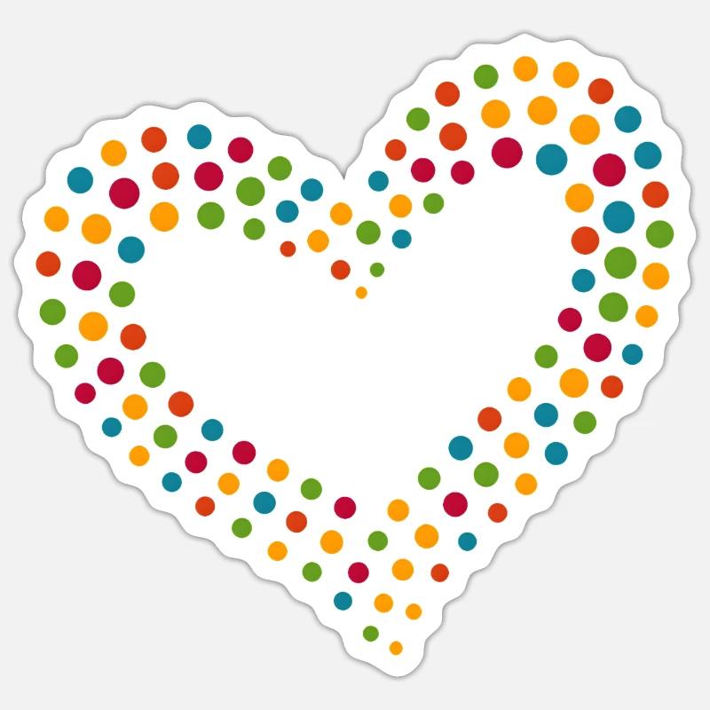 Rainbow Dot Heart - Sticker size S (10 x 10 cm) - white matte