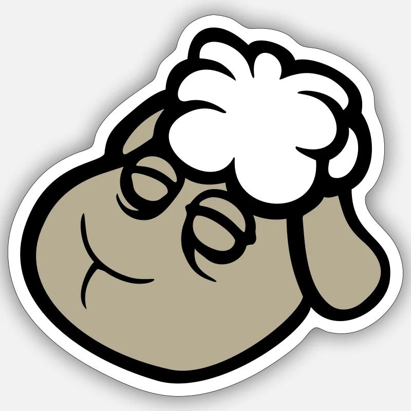 visage de mouton triste fatigué épuisé dormir doux Sticker taille S (10 x 10 cm)
