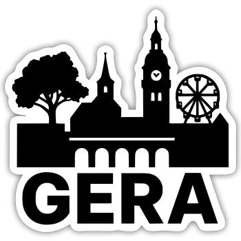 Gera Stadt Wahrzeichen Silhouette - Sticker Größe S (10 x 10 cm) - Mattweiß - Vorne