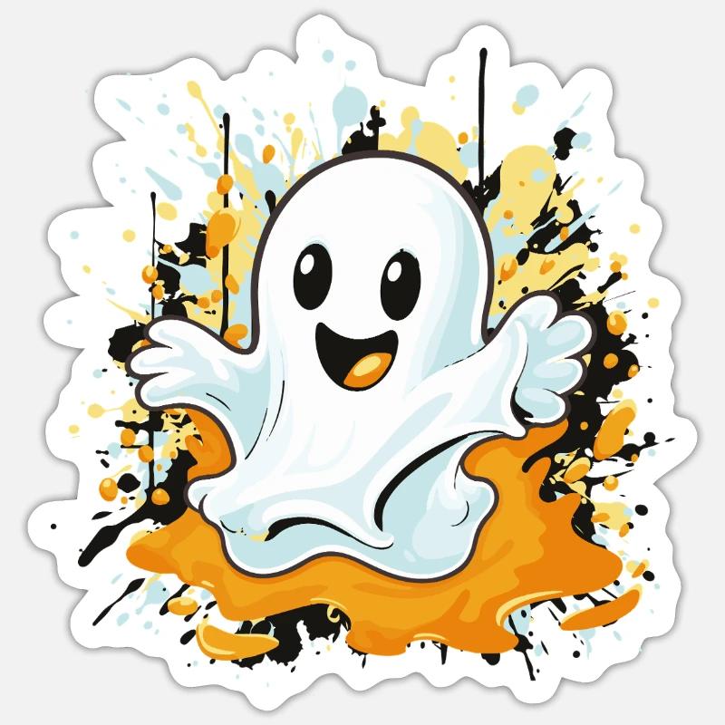 Cheerful ghost splash - Sticker size S (10 x 10 cm) - white matte
