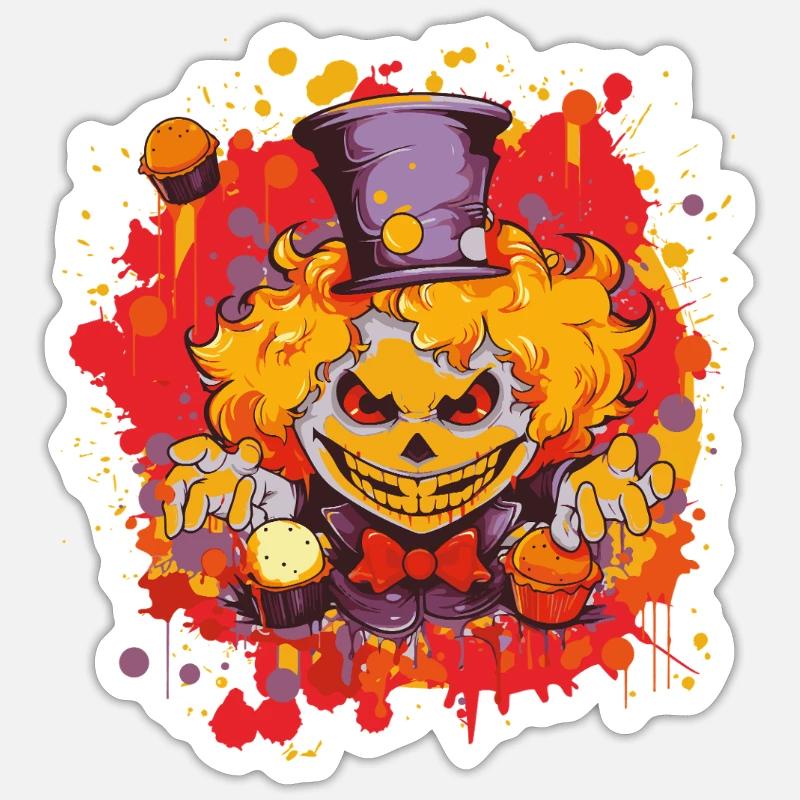 Clown Carnaval Bande dessinée - Sticker taille S (10 x 10 cm) - blanc mat