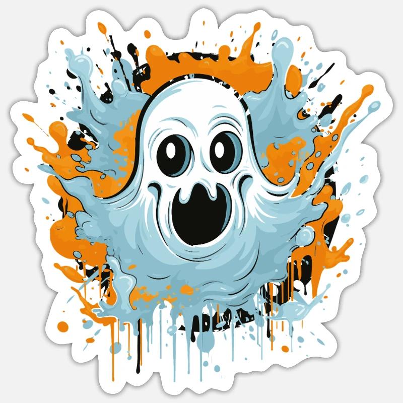 Geist Comic - Sticker Größe S (10 x 10 cm) - Mattweiß