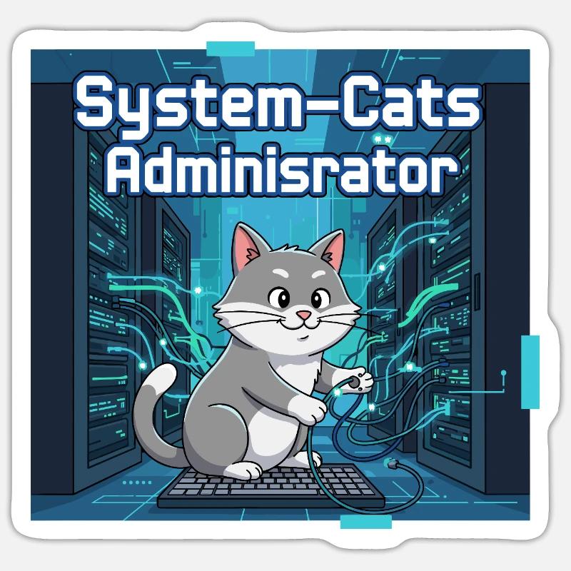 System Cats Administrator - Sticker Größe S (10 x 10 cm) - Mattweiß