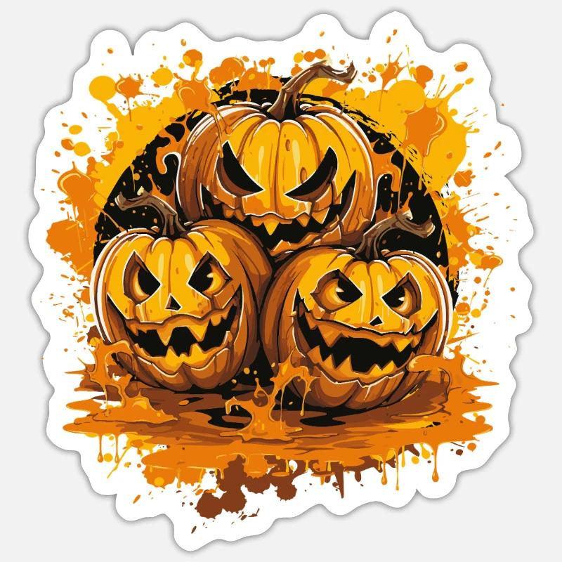 Grim Pumpkin Trio - Sticker size S (10 x 10 cm) - white matte