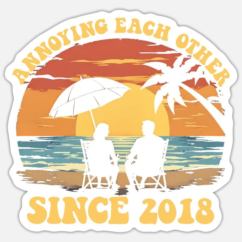 Gegenseitiges Ärgern seit 2018 Jubiläum - Sticker Größe S (10 x 10 cm) - Mattweiß