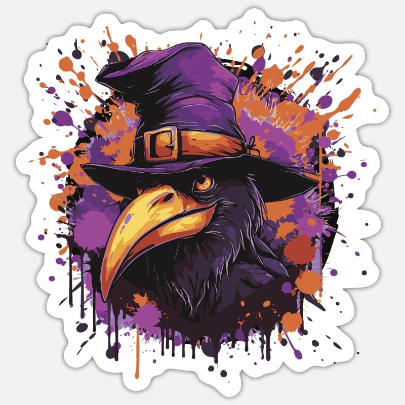 Rabe Comic Halloween - Sticker Größe S (10 x 10 cm) - Mattweiß