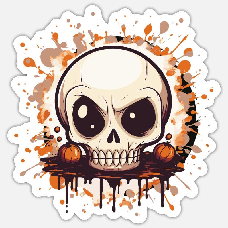 Kürbisskull Splash - Sticker Größe S (10 x 10 cm) - Mattweiß