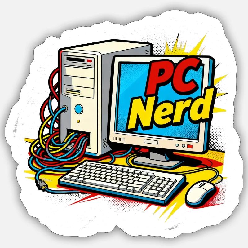 pc nerd - Sticker size S (10 x 10 cm) - white matte
