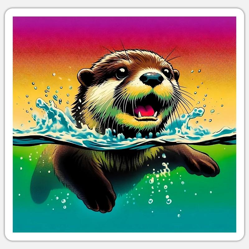 Otter - Sticker Größe S (10 x 10 cm) - Mattweiß
