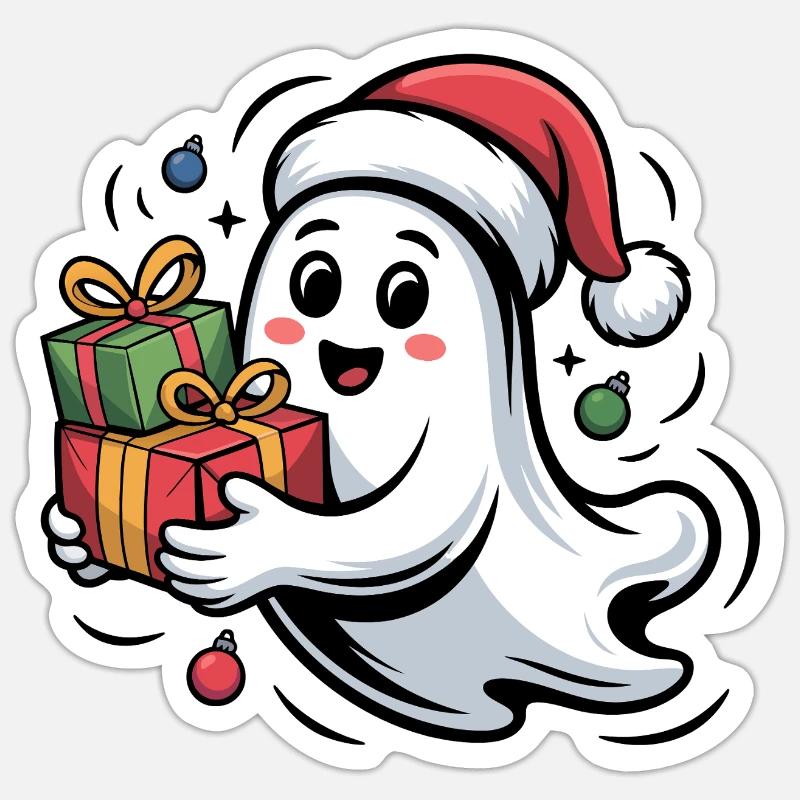 Weihnachtsgeist mit Geschenken Sticker taille S (10 x 10 cm)