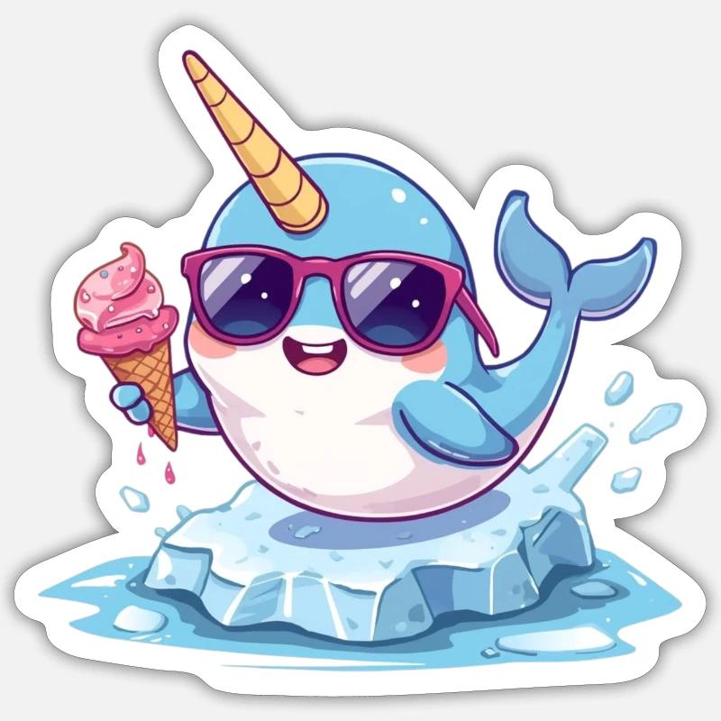 narval_glace - Sticker size S (10 x 10 cm) - white matte