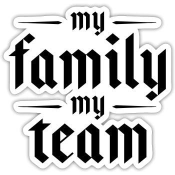 Mon équipe familiale dit - Sticker taille S (10 x 10 cm) - blanc mat - Devant