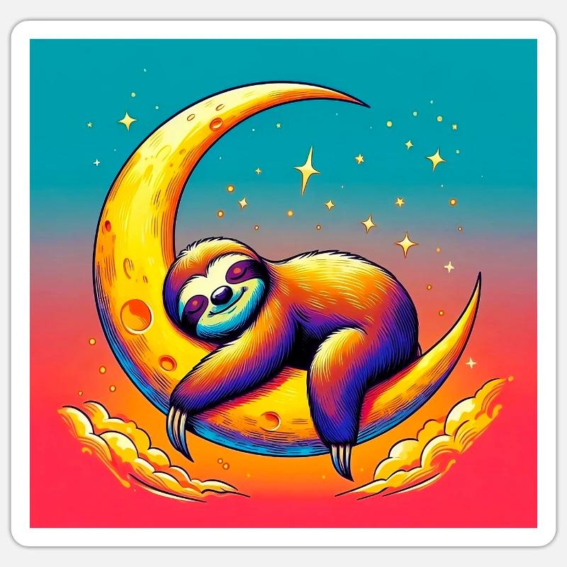 Sloth sleeps on the Moon Sticker size S (10 x 10 cm)