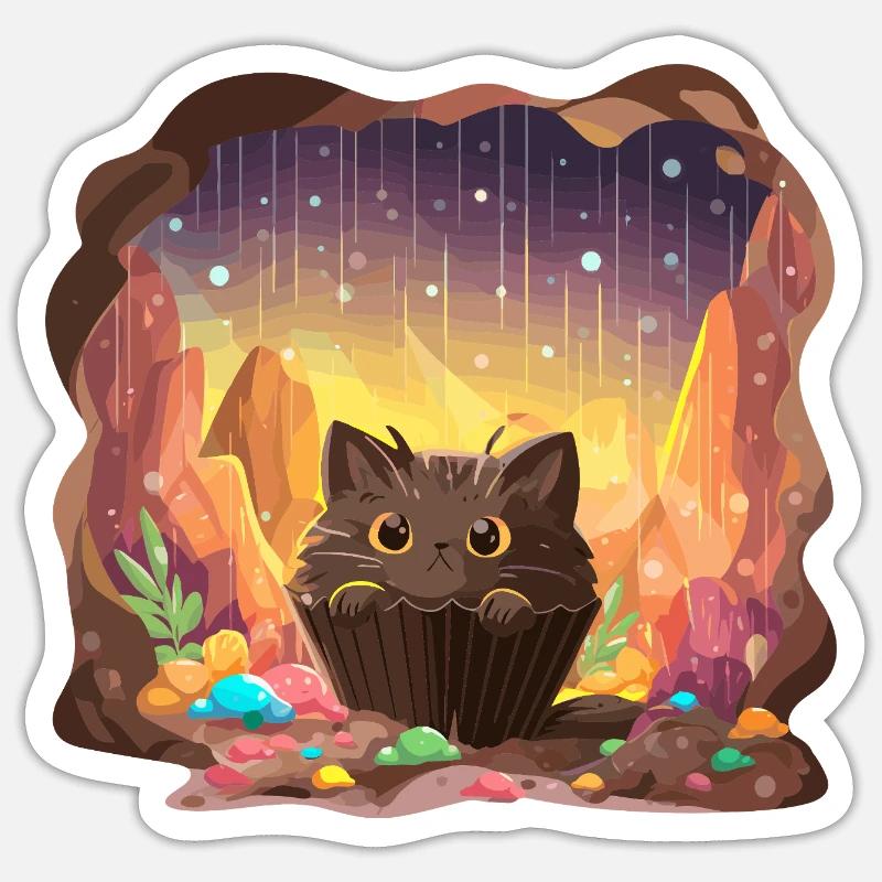 Cat Cake Crystal Cave - Sticker size S (10 x 10 cm) - white matte