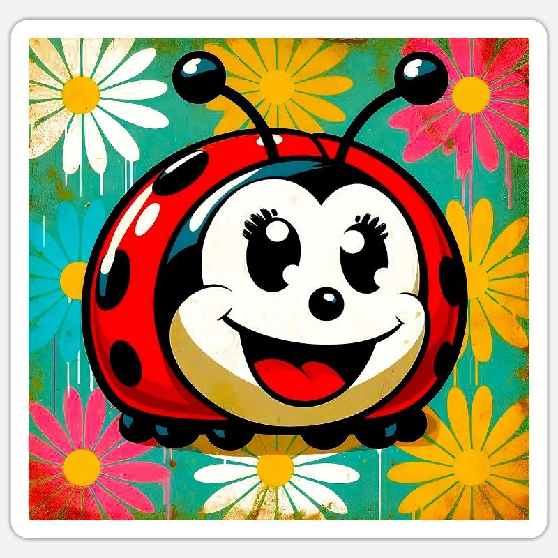 coccinelle - Sticker taille S (10 x 10 cm) - blanc mat
