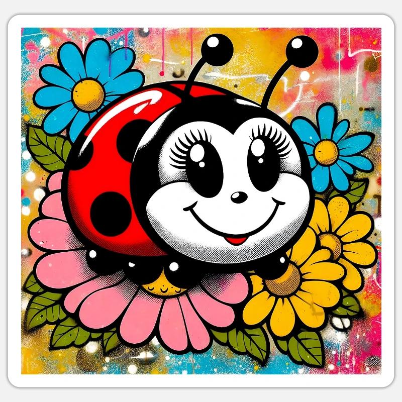 Marienkäfer - Sticker Größe S (10 x 10 cm) - Mattweiß