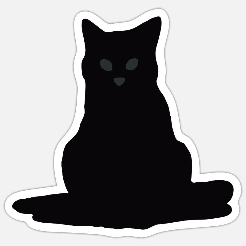 Silhouette Chat Noir Minimaliste Sticker taille S (10 x 10 cm)