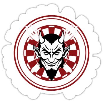 DARTS, DARTBOARD AND DEVIL - Sticker size S (10 x 10 cm) - white matte - Front