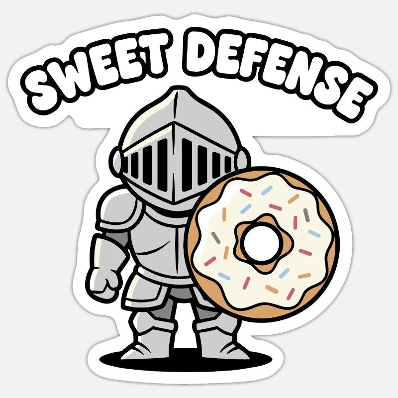 Ritter mit Donut - Sticker Größe S (10 x 10 cm) - Mattweiß