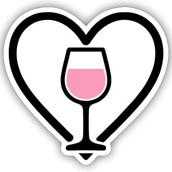 Herz + Roséwein – Rosé Lover - Sticker Größe S (10 x 10 cm) - Mattweiß - Vorne