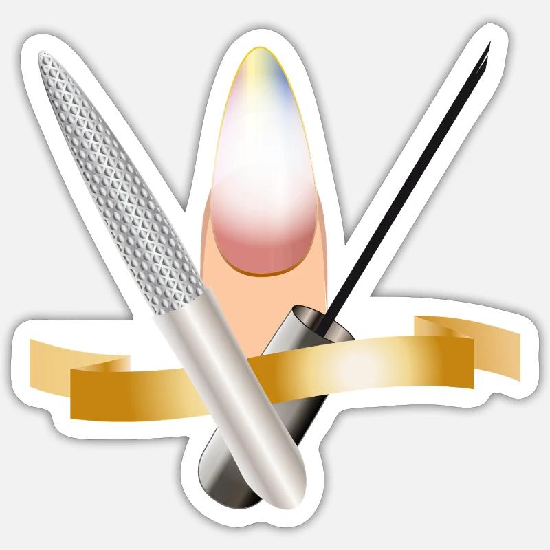 Maniküre-Set mit Feile und Pinsel Illustration Sticker Größe S (10 x 10 cm)