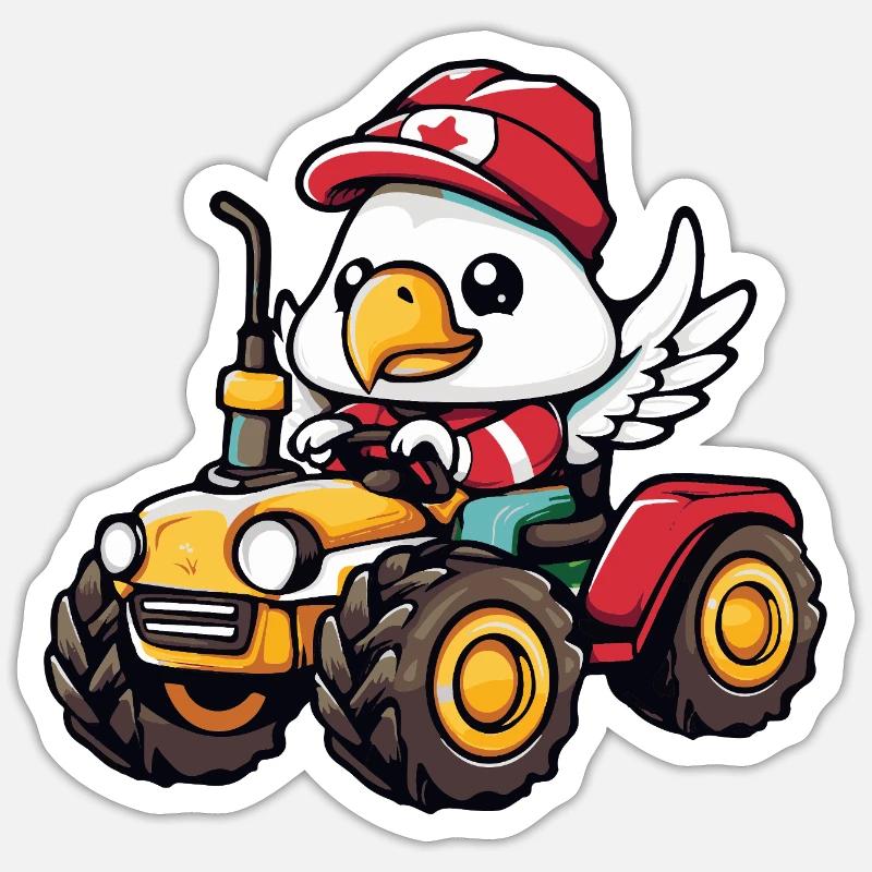 Eagle Tractor Farmer - Sticker taille S (10 x 10 cm) - blanc mat