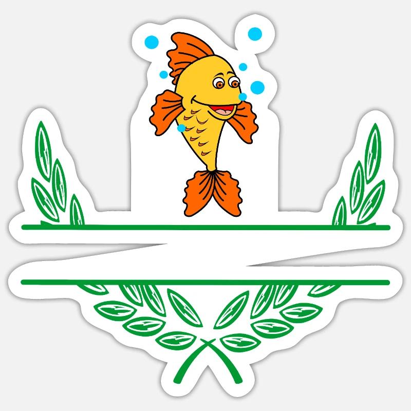 Fish Laurel Wreath with Namespace Sticker size S (10 x 10 cm)