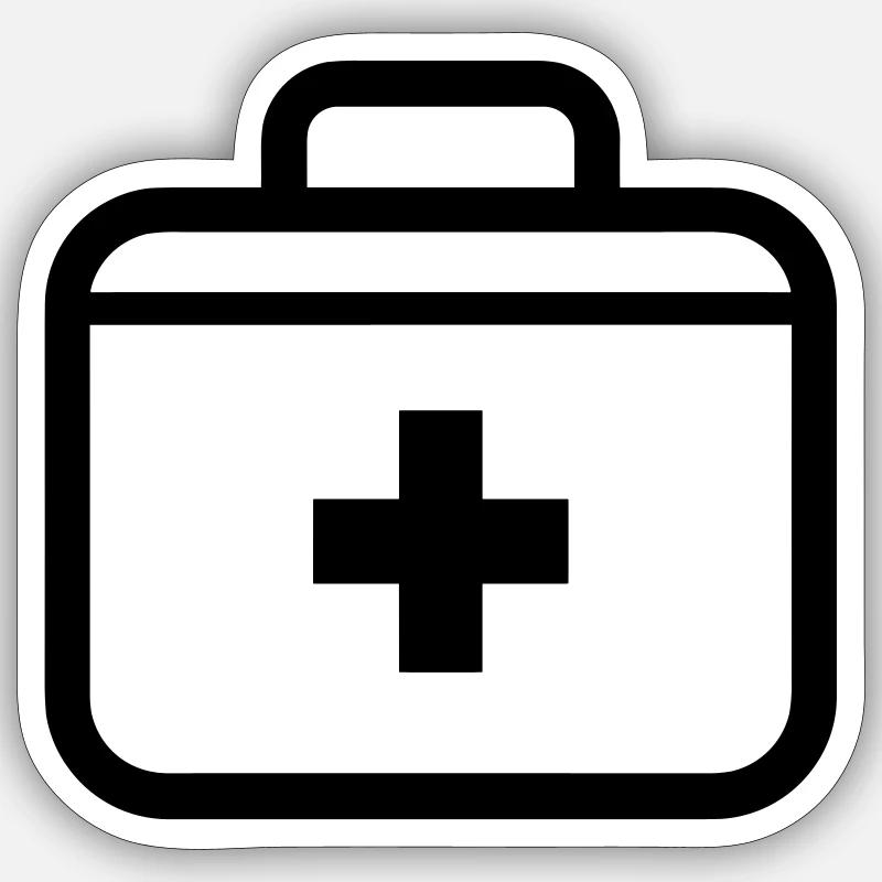 trousse de secours - Sticker taille S (10 x 10 cm) - blanc mat