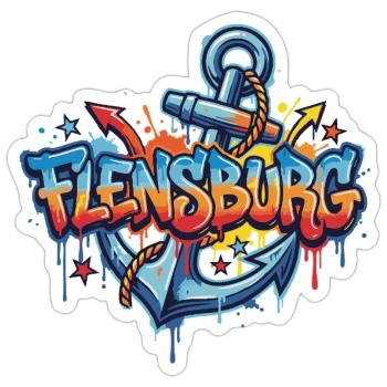 Flensburg Graffiti with Anchor - Sticker size S (10 x 10 cm) - white matte - Front