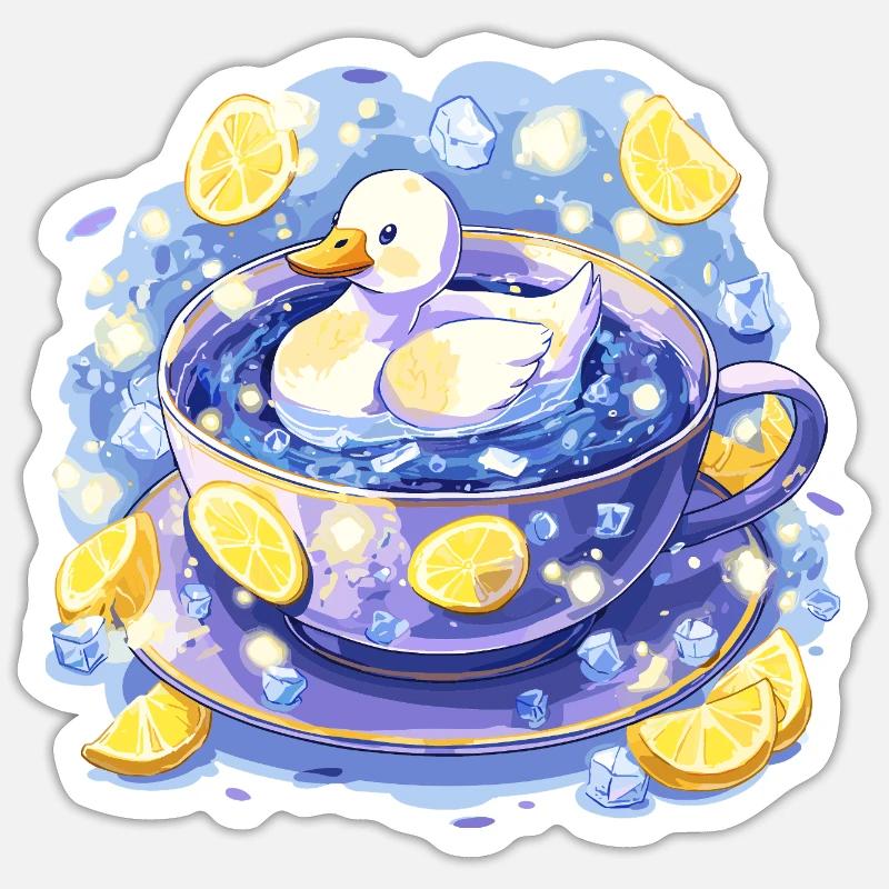 Zitronenente im Teebecher Sticker Größe S (10 x 10 cm)