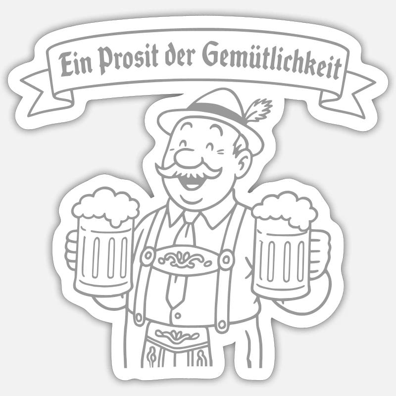 Herr Bier - Ein Prosit der Gemütlichkeit - Sticker Größe S (10 x 10 cm) - Mattweiß