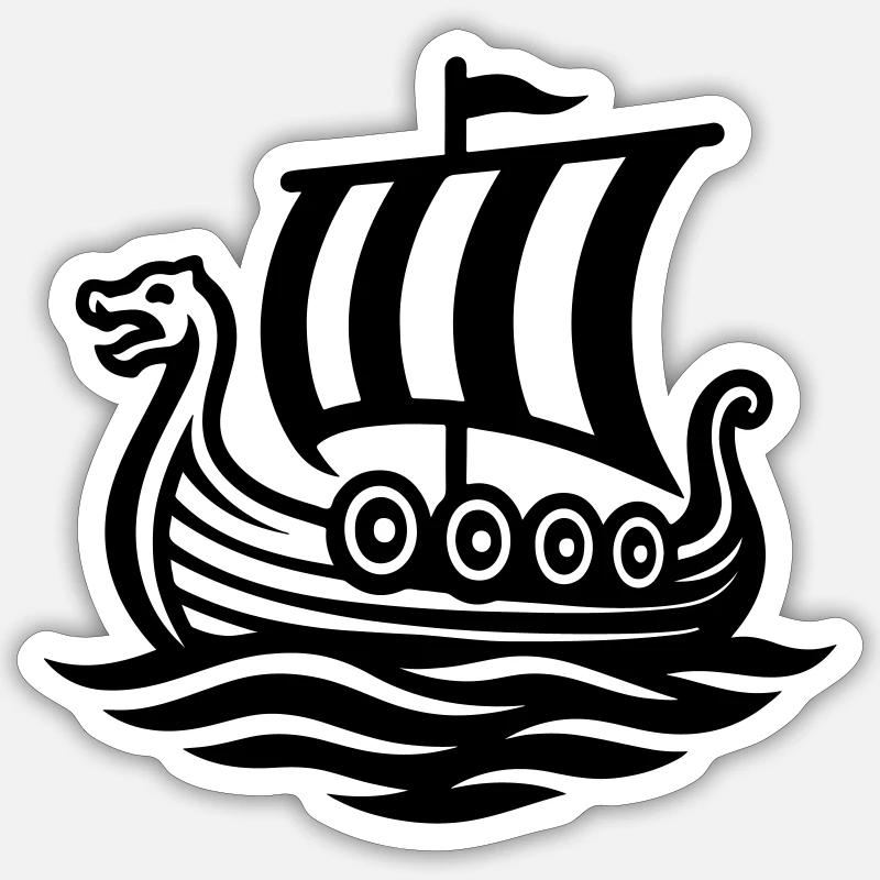 Wikingerschiff Drachenboot Wikinger Sticker Größe S (10 x 10 cm)