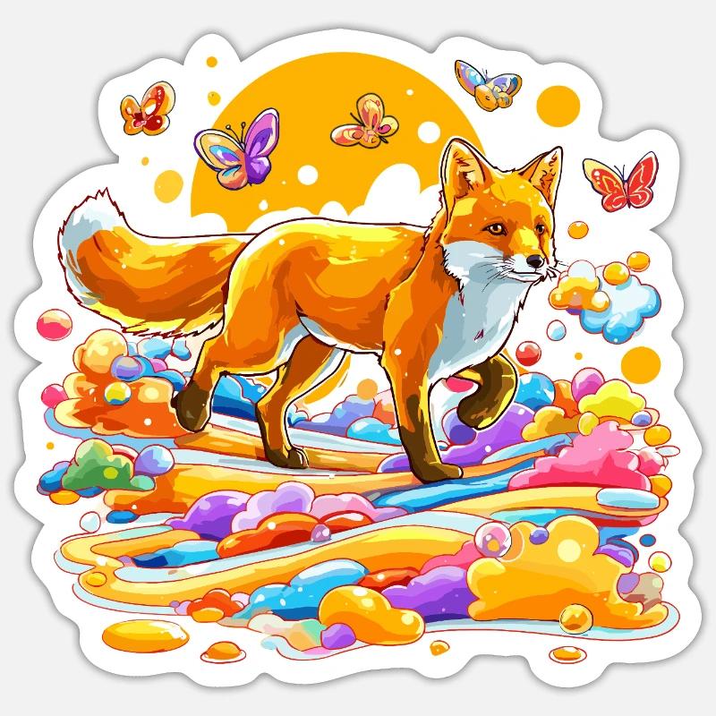 Farbexplosionsfuchs im Farbenmeer Sticker Größe S (10 x 10 cm)