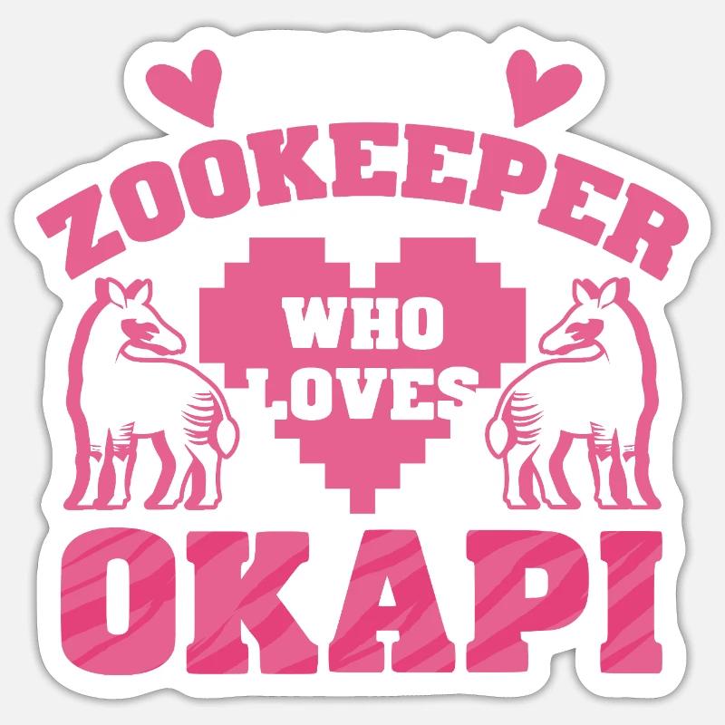 Zookeeper Who Loves Okapi - Sticker Größe S (10 x 10 cm) - Mattweiß