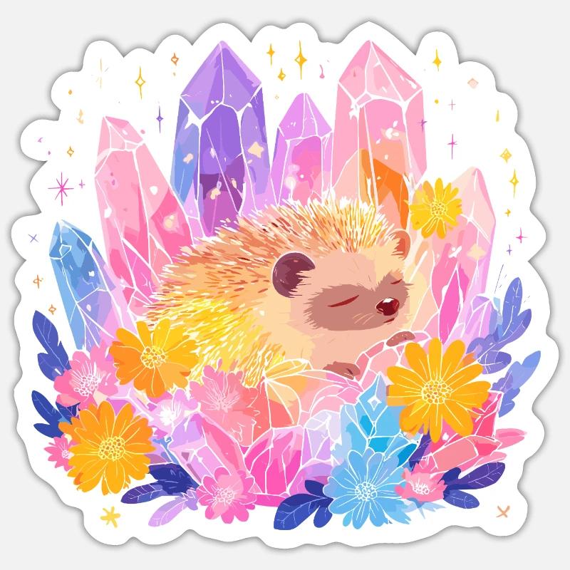 Petit hérisson dans le jardin de cristal Sticker taille S (10 x 10 cm)
