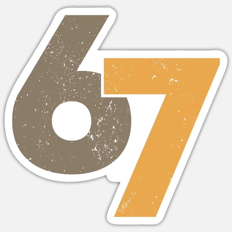 67 dans le style rétro - Sticker taille S (10 x 10 cm) - blanc mat