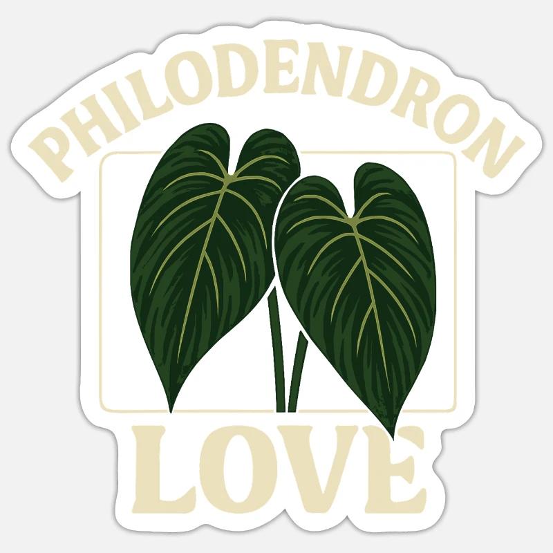 Amour des philodendrons - Sticker taille S (10 x 10 cm) - blanc mat