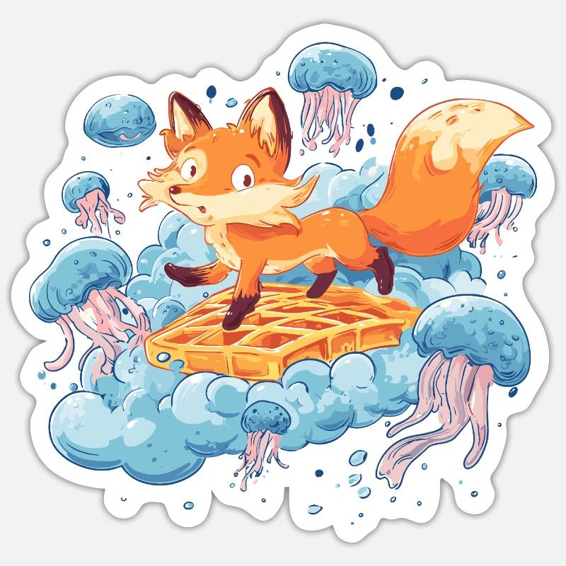 Fuchs auf Waffeltraum - Sticker Größe S (10 x 10 cm) - Mattweiß