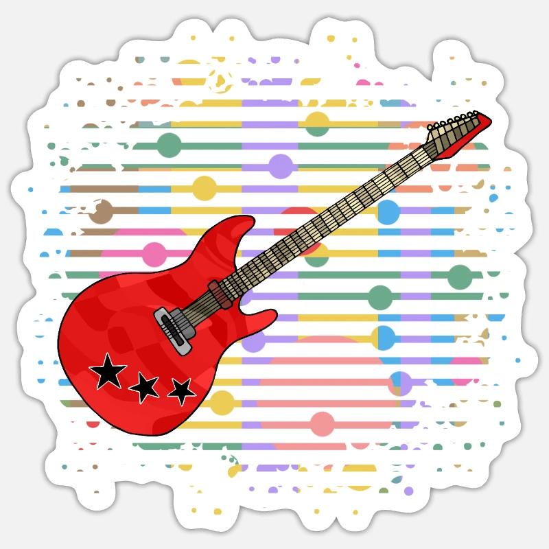 guitare - Sticker taille S (10 x 10 cm) - blanc mat