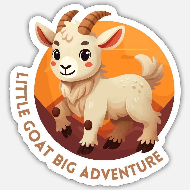 Kleine Ziege, das große Abenteuer - Sticker Größe S (10 x 10 cm) - Mattweiß