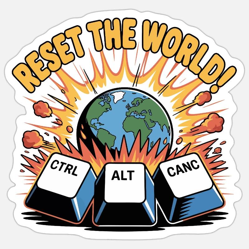 Réinitialiser le Clavier Mondial Redémarrer - Sticker taille S (10 x 10 cm) - blanc mat