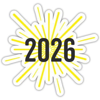Start of the year 2026 rockets - Sticker size S (10 x 10 cm) - white matte - Front